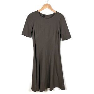 Lafayette 148 Career Dress Short Sleeve Midi Fit & Flare Career Taupe 6